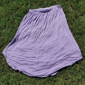 Lavender Curved Hem Midi Skirt with Pockets
